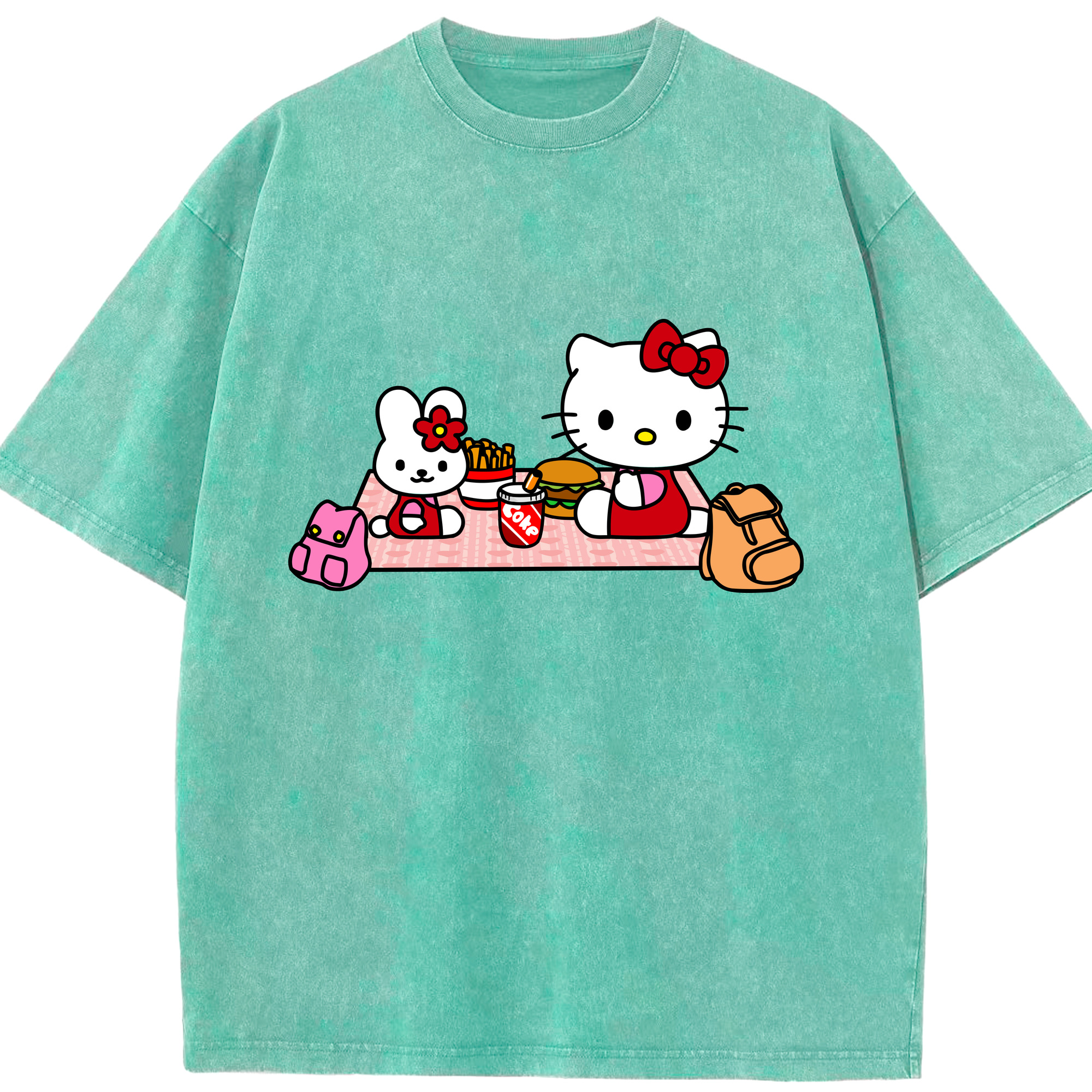 （画像用） Hello Kitty ハローキティ 綿100% ヴィンテージ風 半袖Tシャツ（フロントプリント）